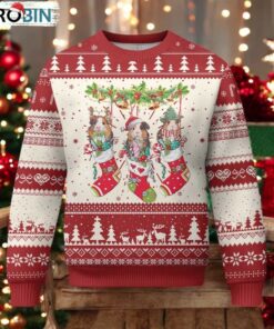 Guinea Pig In Xmas Socks Cute Santa Hat Ugly Christmas Sweater