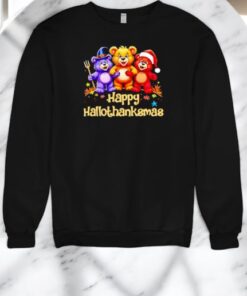 Hallothanksmas Bears Halloween Thanksgiving Christmas 2024 Shirt