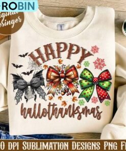 Happy Hallothanksmas Sweatshirt, Halloween Christmas Coquette Shirt, T-shirt