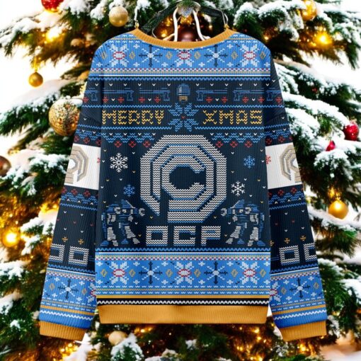 Happy Robo Xmas Blue Ugly Christmas Sweater