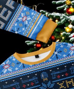 Happy Robo Xmas Blue Ugly Christmas Sweater