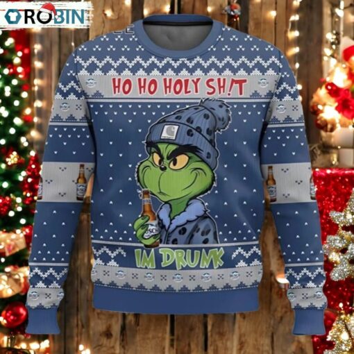 Ho Ho Holy Grinch I’m Drunk Busch Light Ugly Christmas Sweater