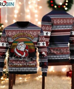 Hockey Checking It Once Checking It Twice Ugly Christmas Sweater