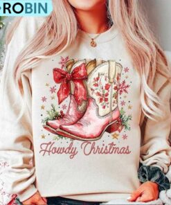 Howdy Christmas Shirt, Coquette Xmas Holiday Sweater, Long Sleeve Cotton, Hoodie