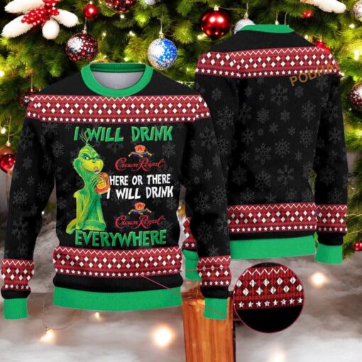 I Will Drink Here Or There I Will Drink Everywhere Grinch Ugly Christmas Sweater