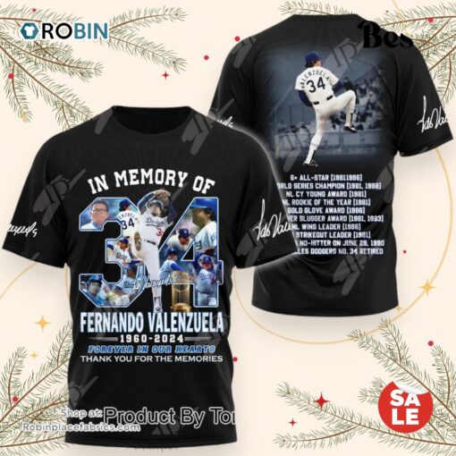 In Memory Of Fernando Valenzuela 1960 2024 Forever In Our Hearts Thank You For The Memories Hoodie, Sweatshirt, Shirt