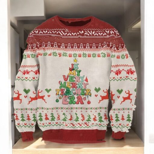 In My Very Merry Teacher Era Ugly Teacher Christmas Sweater Retro Christmas