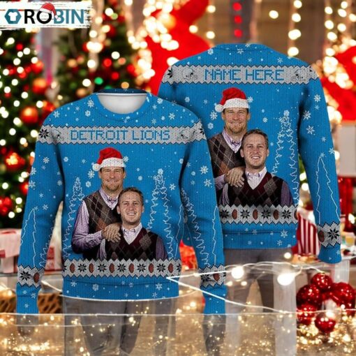 Jared Goff Dan Campbell Ugly Christmas Sweater, Step Brothers Football Sweater