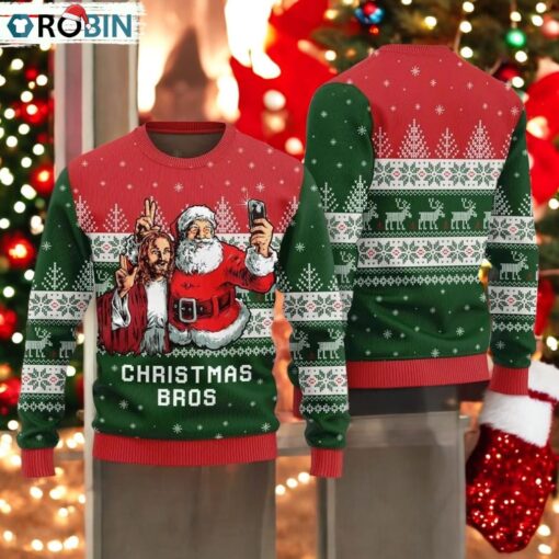Jesus And Santa Christmas Bros Ugly Christmas Sweater