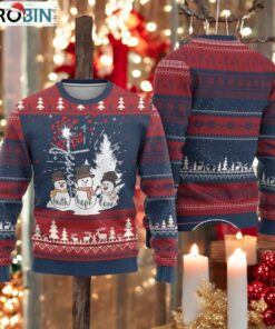Jesus Christian Ugly Christmas Sweater Faith Hope Love Snowman Dandelion Xmas