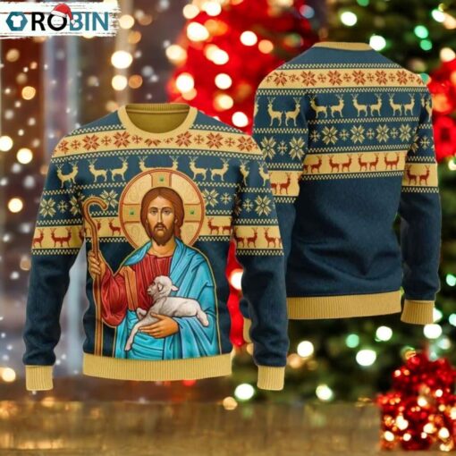 Jesus Hug Sheep Ugly Christmas Sweater