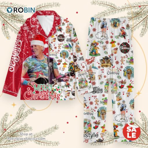 Jimmy Buffett Merry Christmas Button Down Pajamas Set