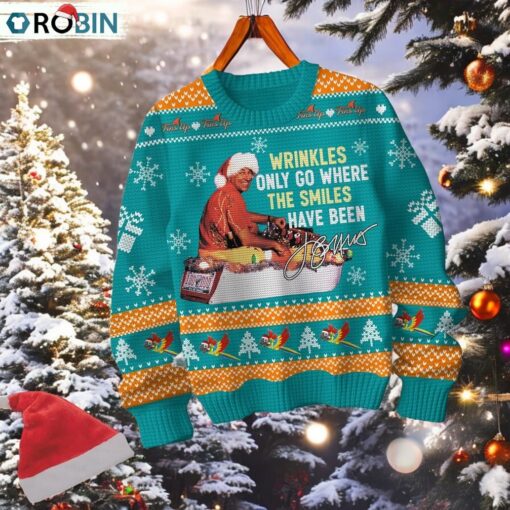 Jimmy Buffett Wrinkles Only Go Where The Smiles Have Been Christmas Sweater, Sweatshirt