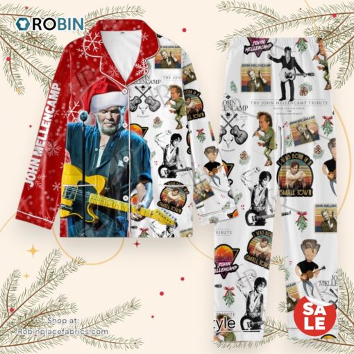 John Mellencamp Christmas Button Down Pajamas Set