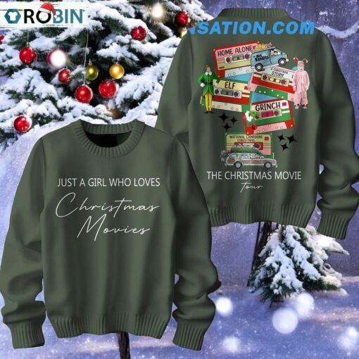 Just A Girl Who Loves Christmas Movies Tour Christmas Sweater, Sweatshirt