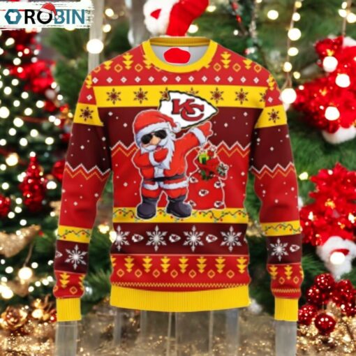 Kansas City Chiefs Dabbing Santa Claus Christmas Ugly Sweater
