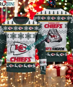 Kansas City Chiefs Fans Logo Snowflake Pattern Green Ugly Christmas Sweater