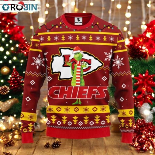 Kansas City Chiefs Funny Grinch Christmas Ugly Sweater
