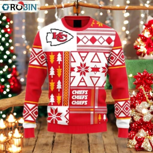 Kansas City Chiefs Holiday Geometry Ugly Christmas Sweater