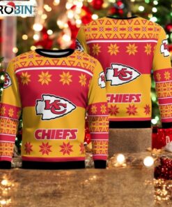 Kansas City Chiefs Logo Big Snowflake Pattern Ugly Christmas Sweater