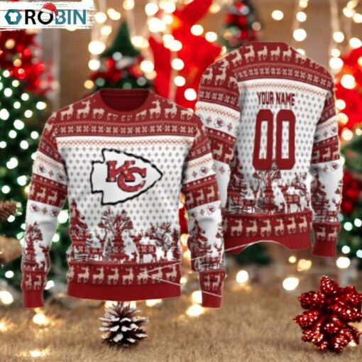 Kansas City Chiefs Personalized Reindee Ugly Christmas Sweater