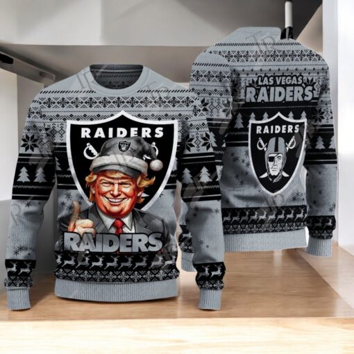 Las Vegas Raiders Christmas Donald Trump Knitted Sweater