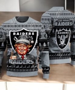 Las Vegas Raiders Christmas Donald Trump Knitted Sweater Las Vegas Raiders Christmas Donald Trump Knitted Sweater