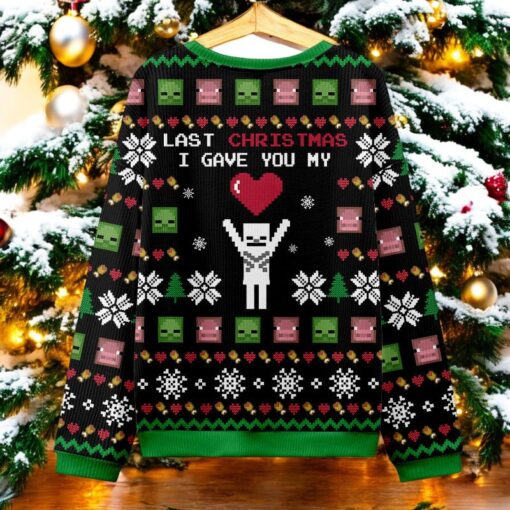 Last Christmas I Give You My World Black Ugly Christmas Sweater