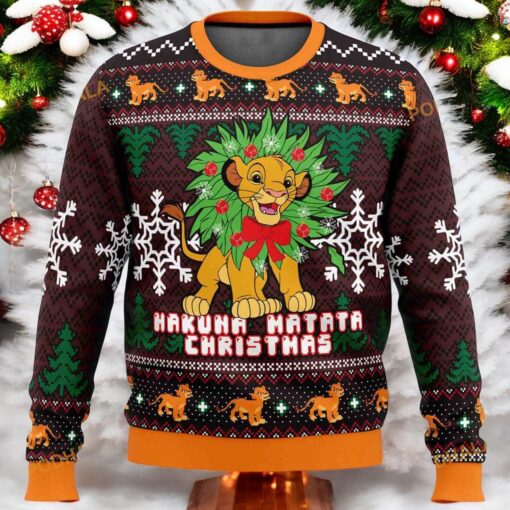 Lion King Simba Ugly Xmas Sweater, Funny Christmas Gift Ideas for Fans