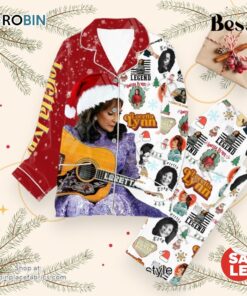Loretta Lynn Legend Merry Christmas Button Down Pajamas Set