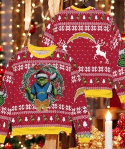 Los Angeles Chargers x Grinch NFL Dr. Seuss How the Grinch Stole Christmas with Super Bowl Trophy Ugly Christmas Sweater Red Los Angeles Chargers x Grinch NFL Dr. Seuss How the Grinch Stole Christmas with Super Bowl Trophy Ugly Christmas Sweater Red