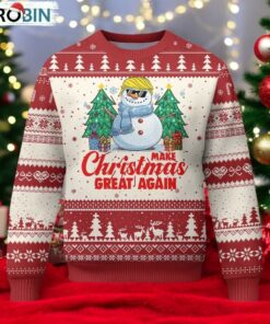 Make Christmas Great Again Ugly Christmas Sweater Funny Trump Snowman Xmas