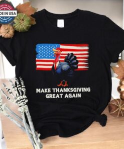 Make Thanksgiving Great Again Trump Turkey Funny Elections Us Flag Shirt