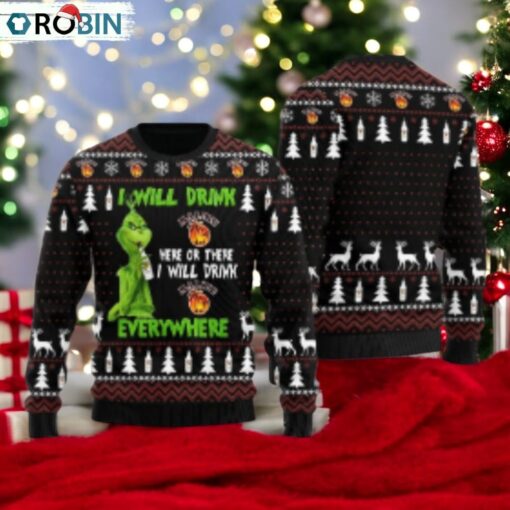 Malibu Grinch Will Drink Everywhere Ugly Sweater