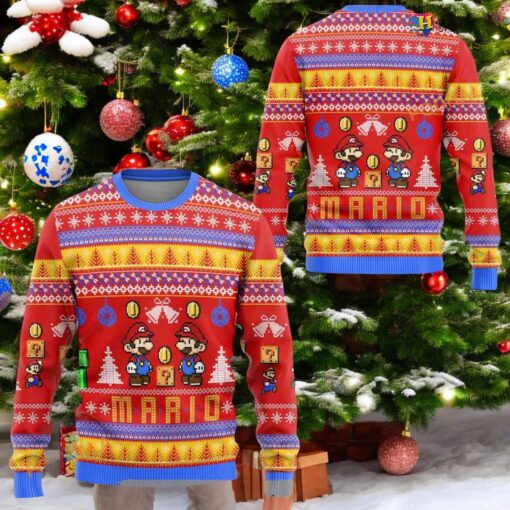 Mario Funny Ugly Christmas Sweater, Sweatshirt, Hilarious Xmas Gift for Gamers