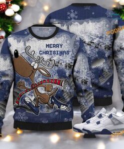 Match Jordan 4 Vintage Reindeer Sweater, Family Ugly Christmas Sweater