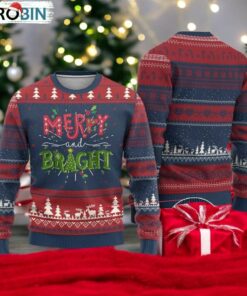 Merry And Bright Christmas Tree Xmas Holiday Ugly Christmas Sweater Merry And Bright Christmas Tree Xmas Holiday Ugly Christmas Sweater