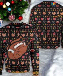 Merry Christmas Funny Turkey Football Cute Ugly Christmas Sweater