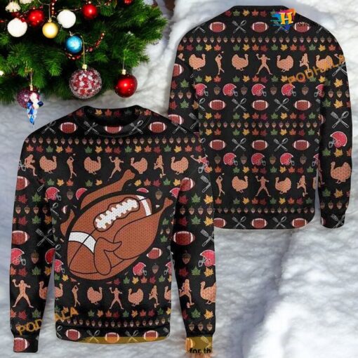 Merry Christmas Funny Turkey Football Cute Ugly Christmas Sweater