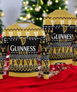 Merry Christmas Guinness Beer Ugly Sweater   Festive Man Drinking Beer for Beer Christmas Party   Womens Christmas Shirt