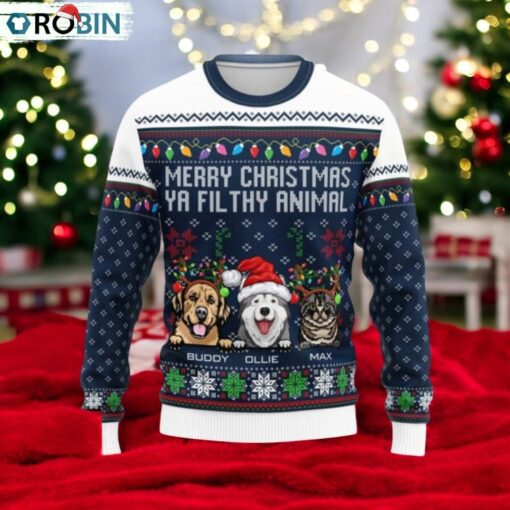 Merry Christmas Ya Filthy Animal Personalized Ugly Sweater