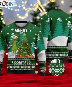Merry Kiss My Ass Grnch Ugly Christmas Sweater Merry Kiss My Ass Grnch Ugly Christmas Sweater