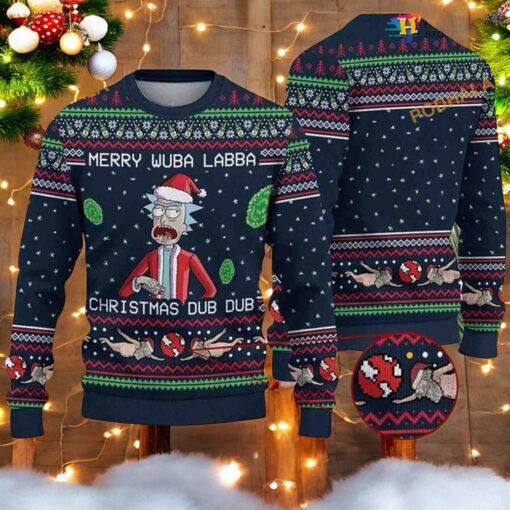 Merry Wubba Lubba Xmas Rick And Morty Christmas Vacation Sweater