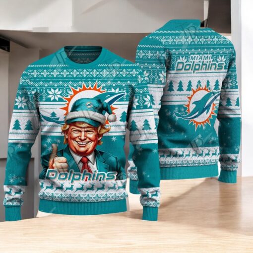 Miami Dolphins Christmas Donald Trump Knitted Sweater