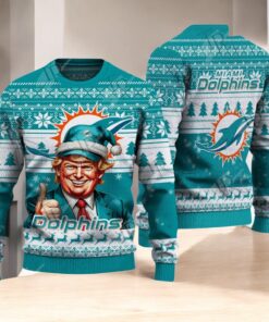 Miami Dolphins Christmas Donald Trump Knitted Sweater