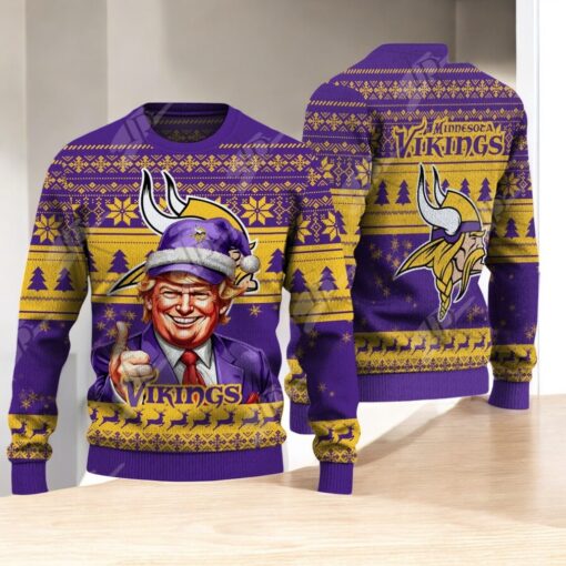 Minnesota Vikings Christmas Donald Trump Knitted Sweater