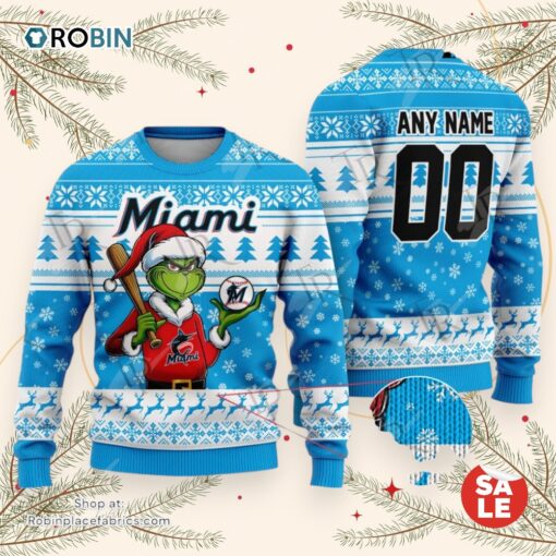 MLB Miami Marlins Grinch Christmas Sweater, Sweatshirt Design