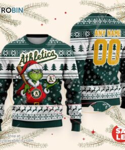 MLB Oakland Athletics Grinch Christmas Sweater, Sweatshirt Design MLB Oakland Athletics Grinch Christmas Sweater, Sweatshirt Design