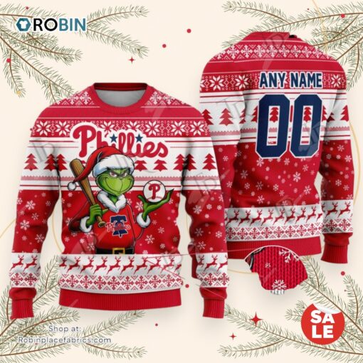 MLB Philadelphia Phillies Grinch Christmas Sweater, Sweatshirt Design