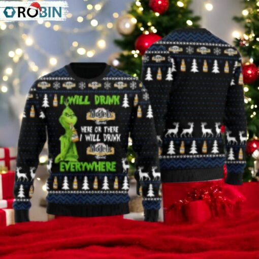 Modelo Grinch Will Drink Everywhere Ugly Sweater